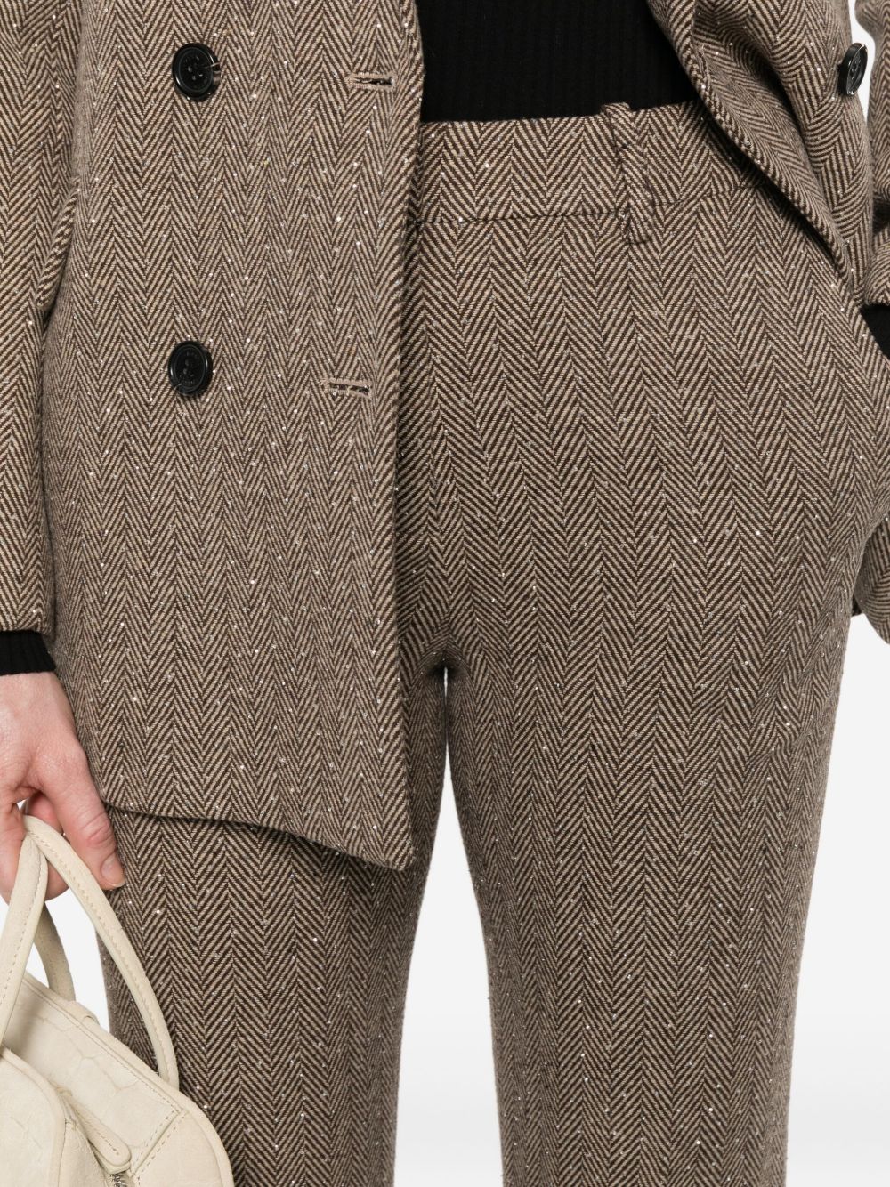 Pantalon Ermanno Firenze en nylon et soie marron