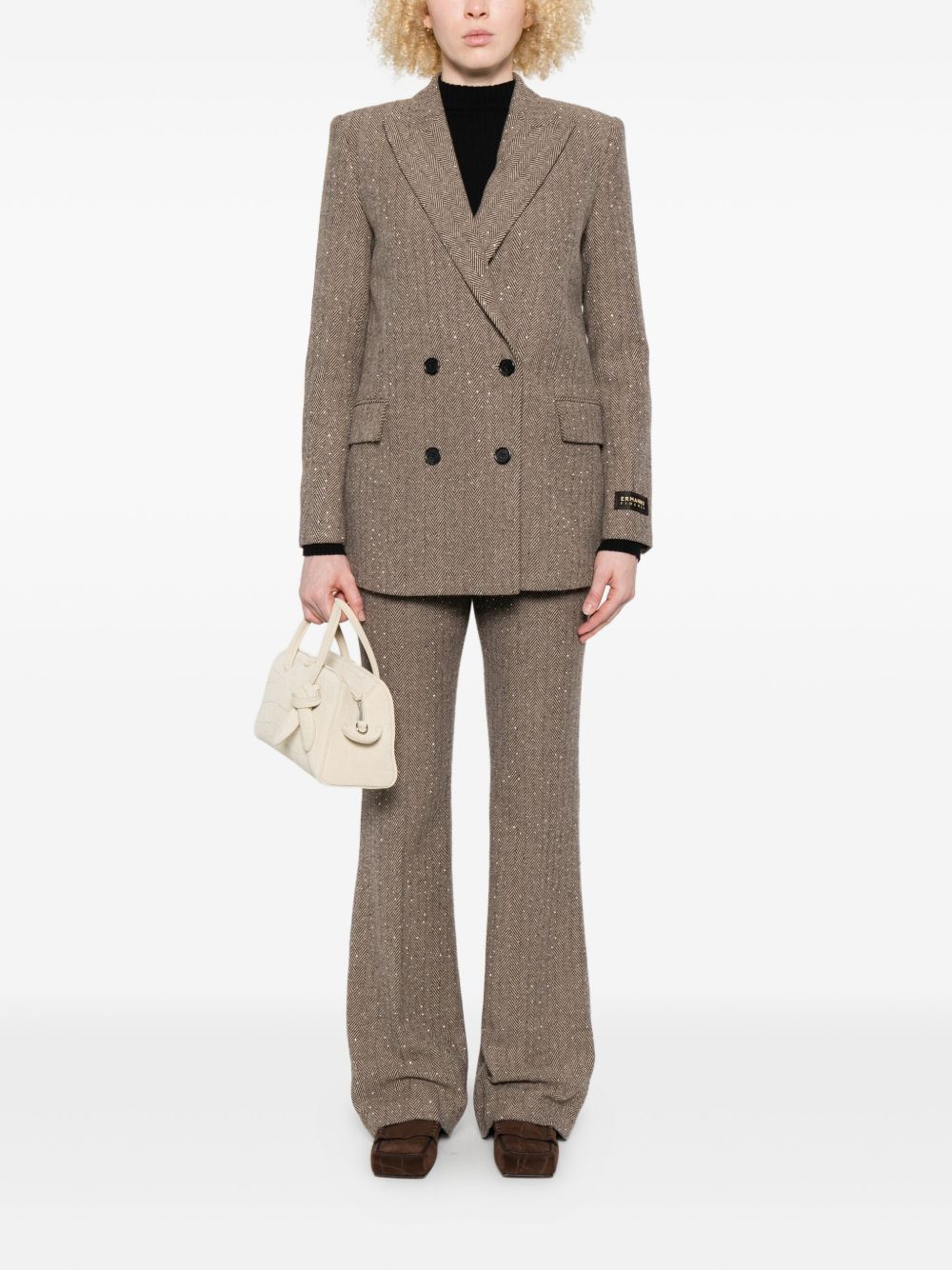 Pantalon Ermanno Firenze en nylon et soie marron