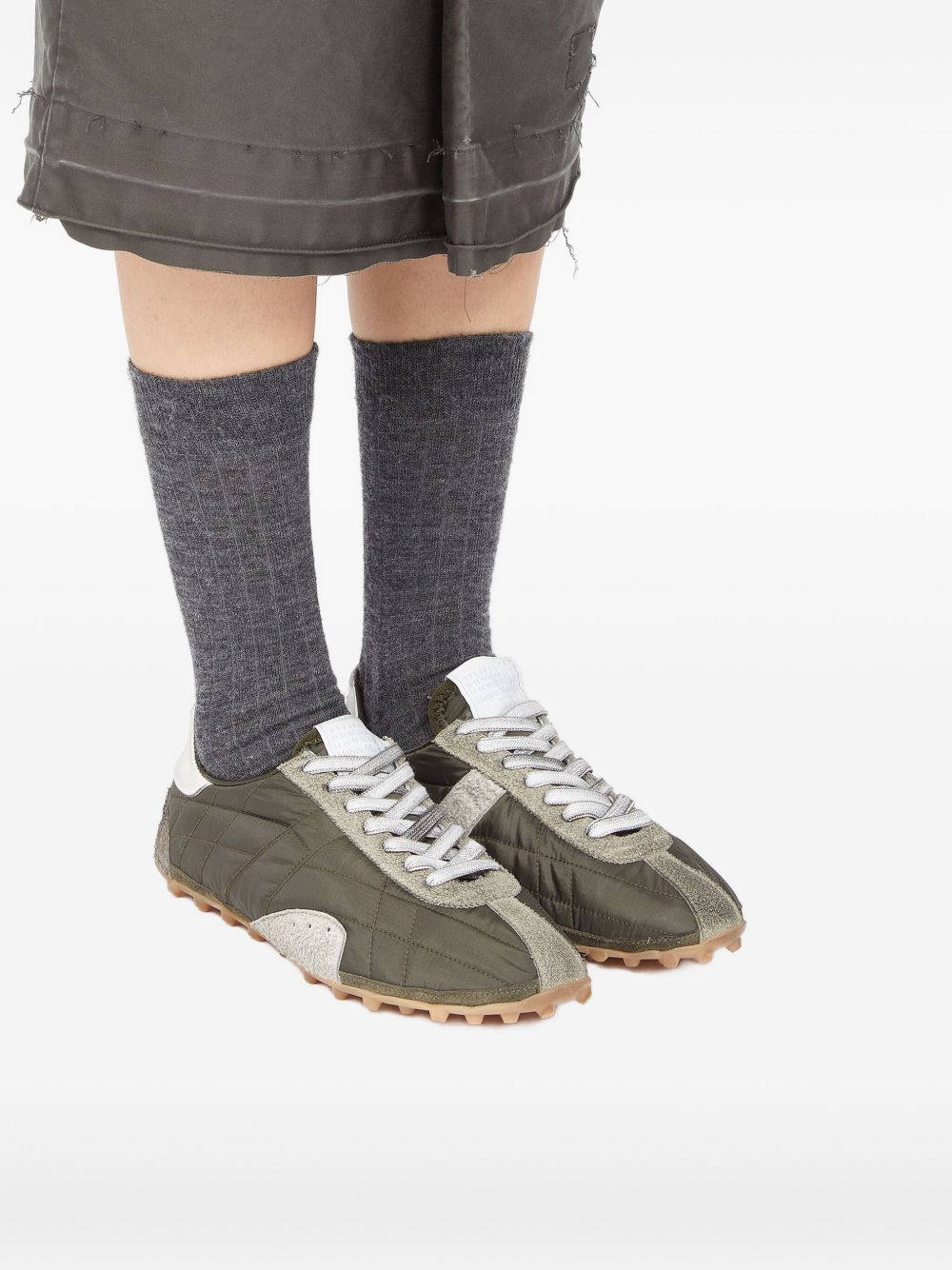 Maison Margiela Green Leather Low‑Top Sneakers