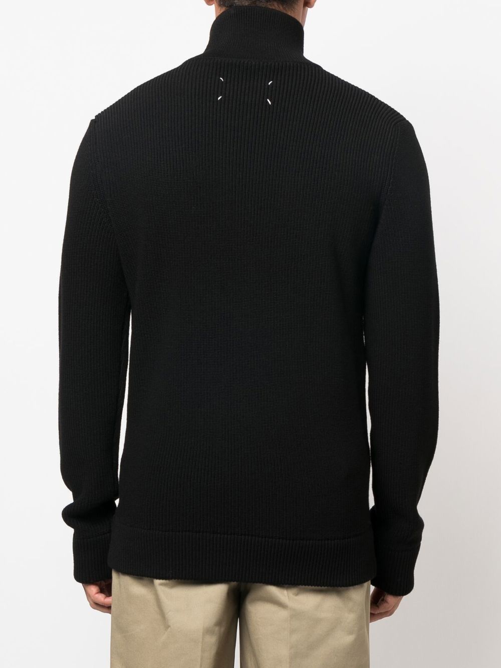 Maison Margiela Black Wool–Silk Sweater — Zipped Cardigan