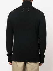 Maison Margiela Black Wool–Silk Sweater — Zipped Cardigan