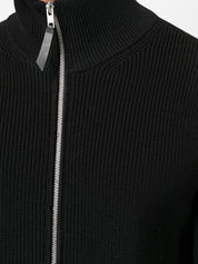 Maison Margiela Black Wool–Silk Sweater — Zipped Cardigan
