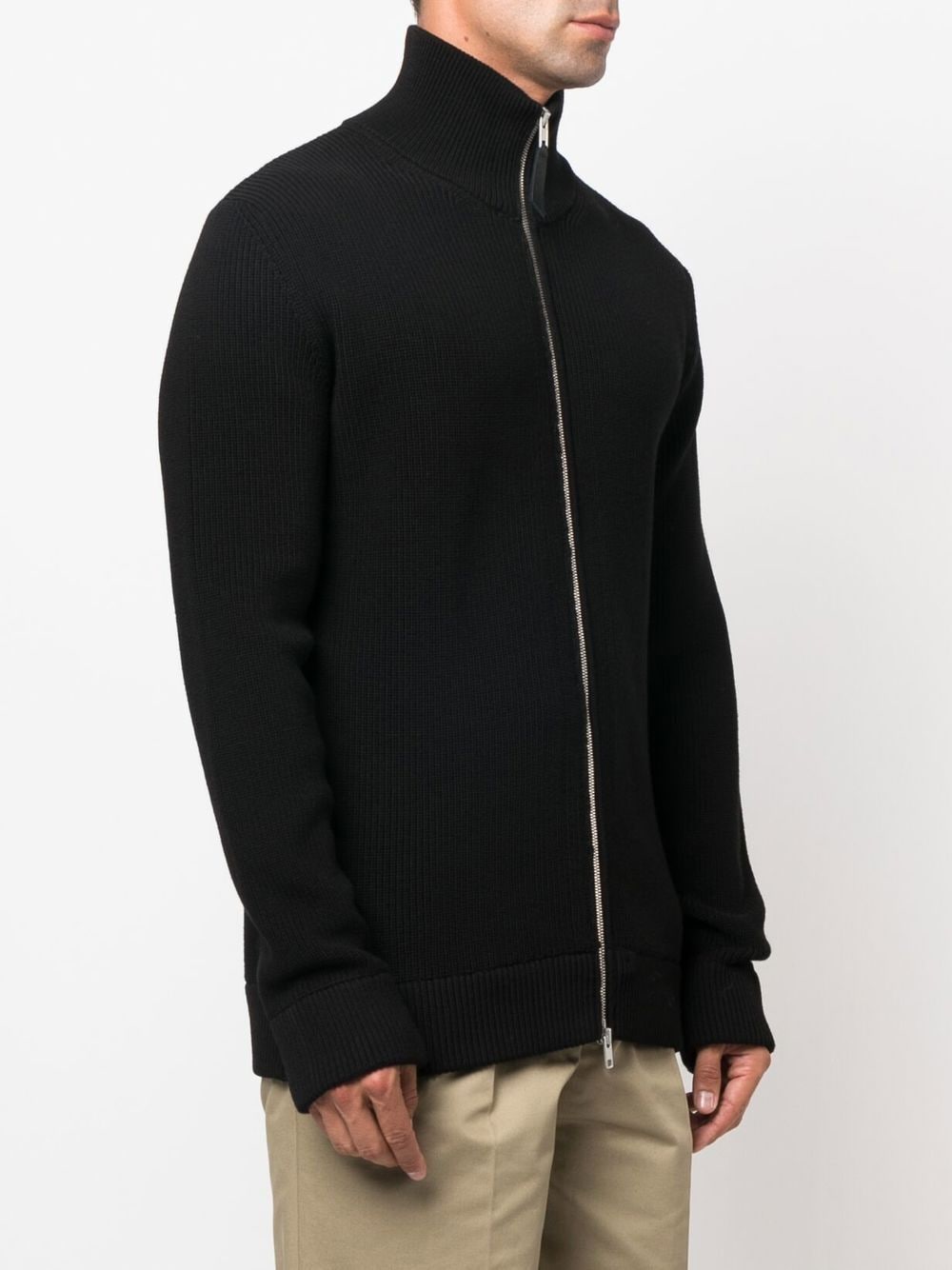 Maison Margiela Black Wool–Silk Sweater — Zipped Cardigan