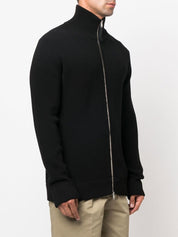 Maison Margiela Black Wool–Silk Sweater — Zipped Cardigan