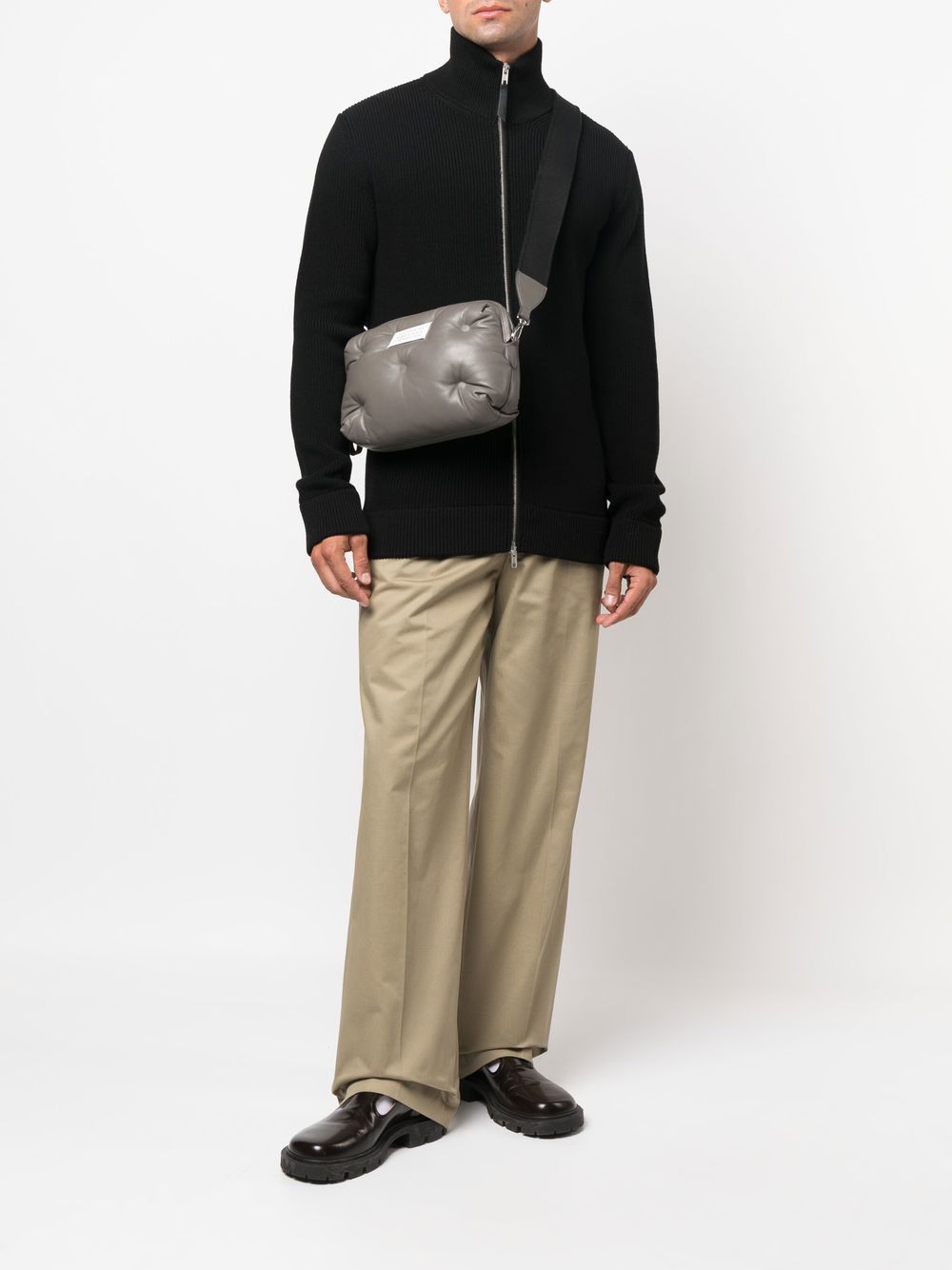 Maison Margiela Black Wool–Silk Sweater — Zipped Cardigan