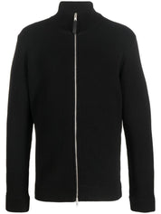 Maison Margiela Black Wool–Silk Sweater — Zipped Cardigan