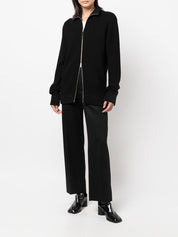 Maison Margiela Black Wool–Silk Sweater — Zipped Cardigan