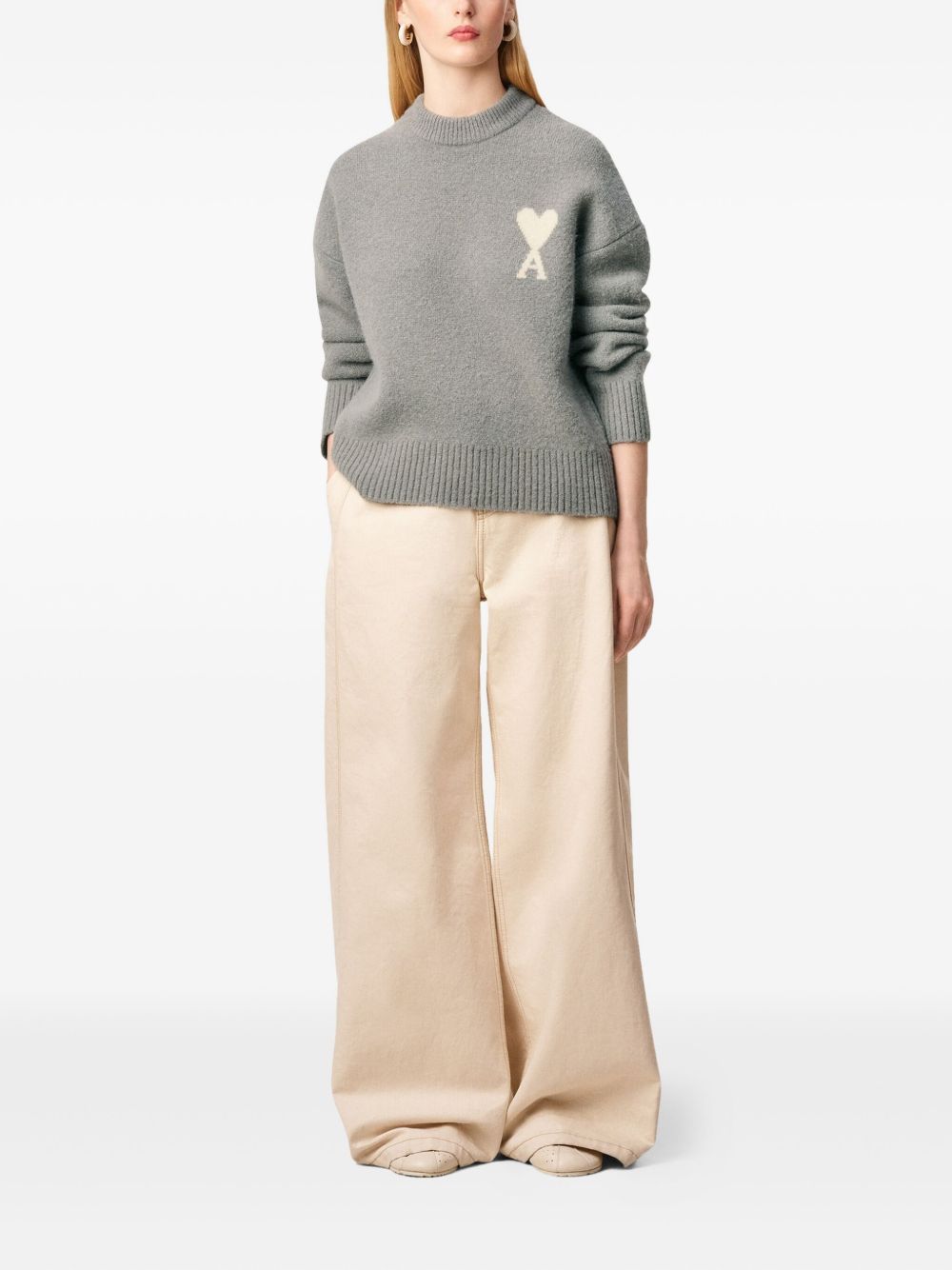 Ami Paris Sweaters Grey wool jumper