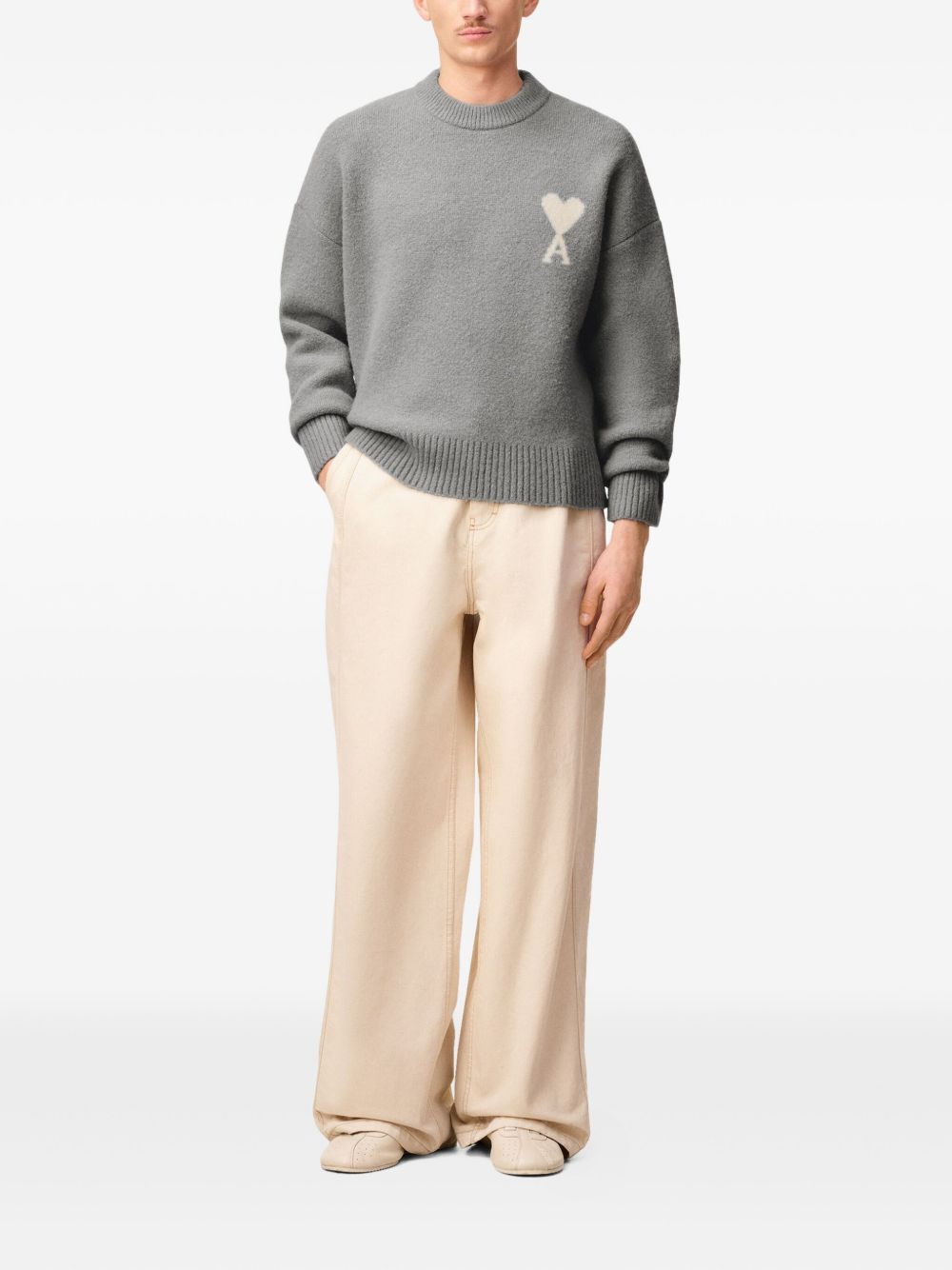 Ami Paris Sweaters Grey wool jumper