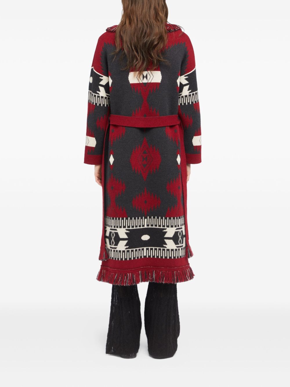 Alanui Sweaters Red wool jacquard cardigan