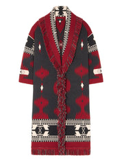 Alanui Sweaters Red wool jacquard cardigan