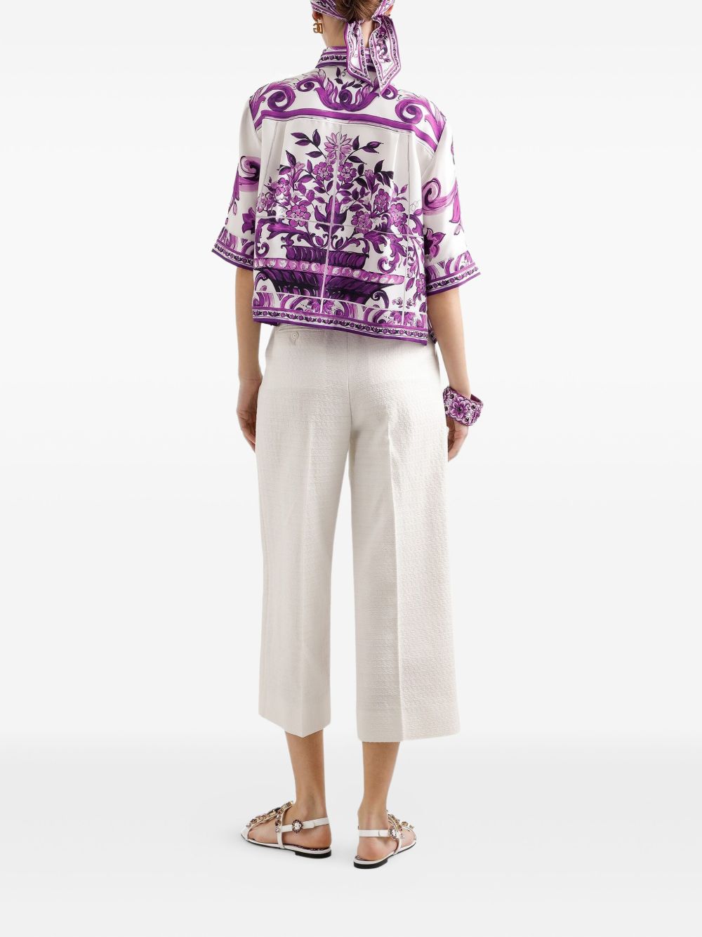 Chemises Dolce &amp; Gabbana en soie violette à manches courtes