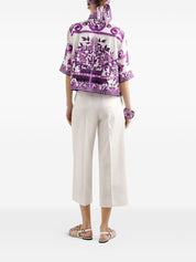 Chemises Dolce &amp; Gabbana en soie violette à manches courtes