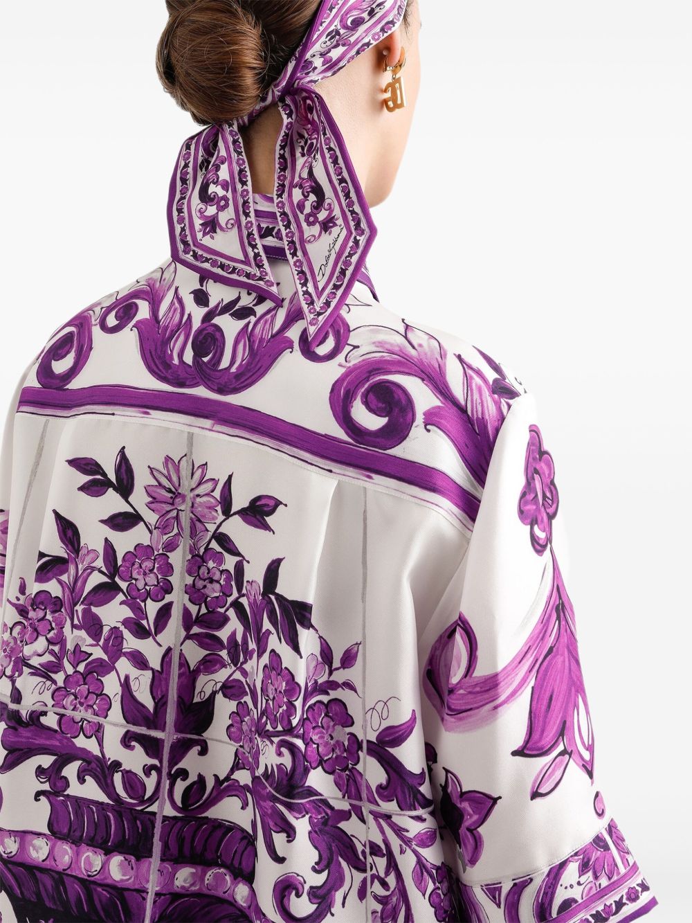 Chemises Dolce &amp; Gabbana en soie violette à manches courtes