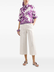 Chemises Dolce &amp; Gabbana en soie violette à manches courtes