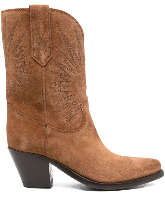Golden Goose Leather Brown Boots — Pointed Toe, Cuban Heel