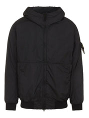 Stone Island Coats Black hooded jacket