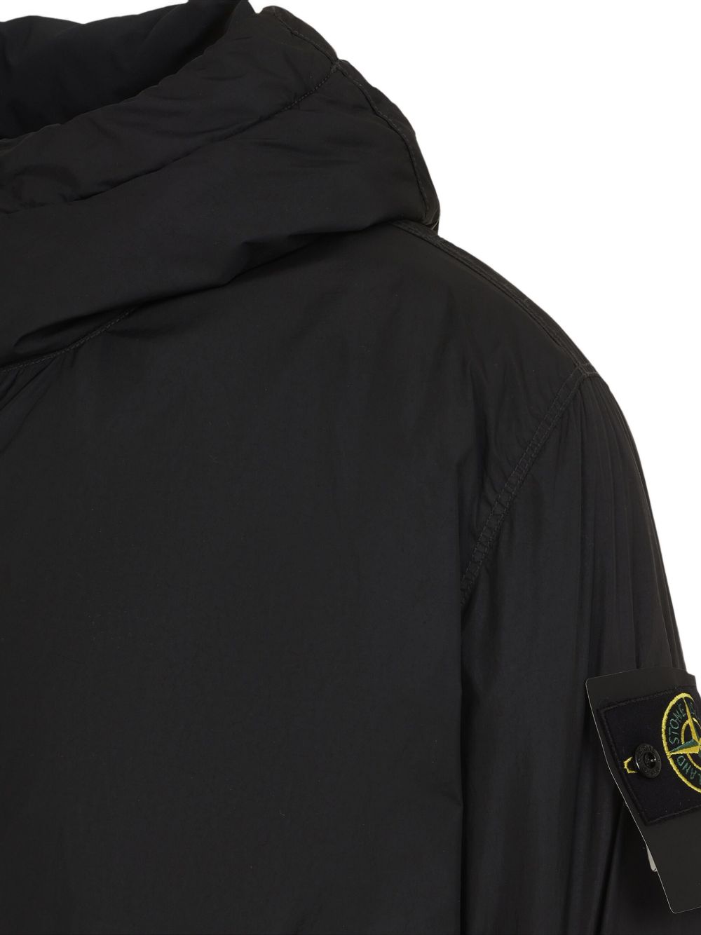 Stone Island Coats Black hooded jacket