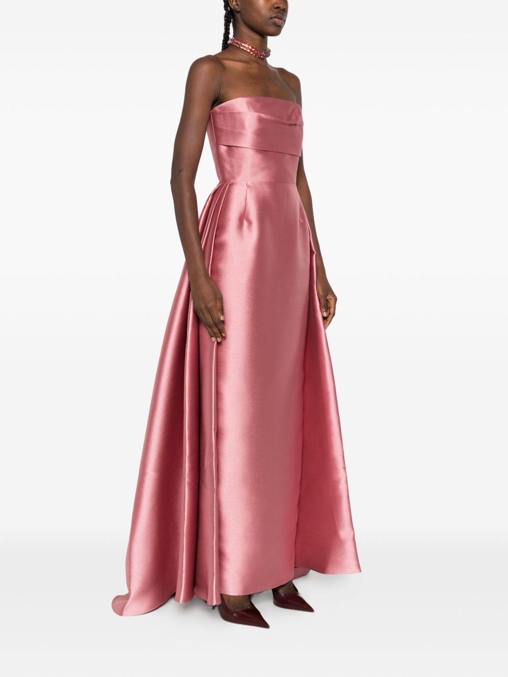 Solace London Dresses Pink satin strapless