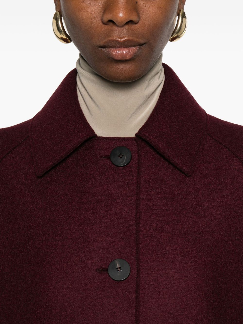 Harris Wharf London Coats Bordeaux — Silk & Nylon Puffer
