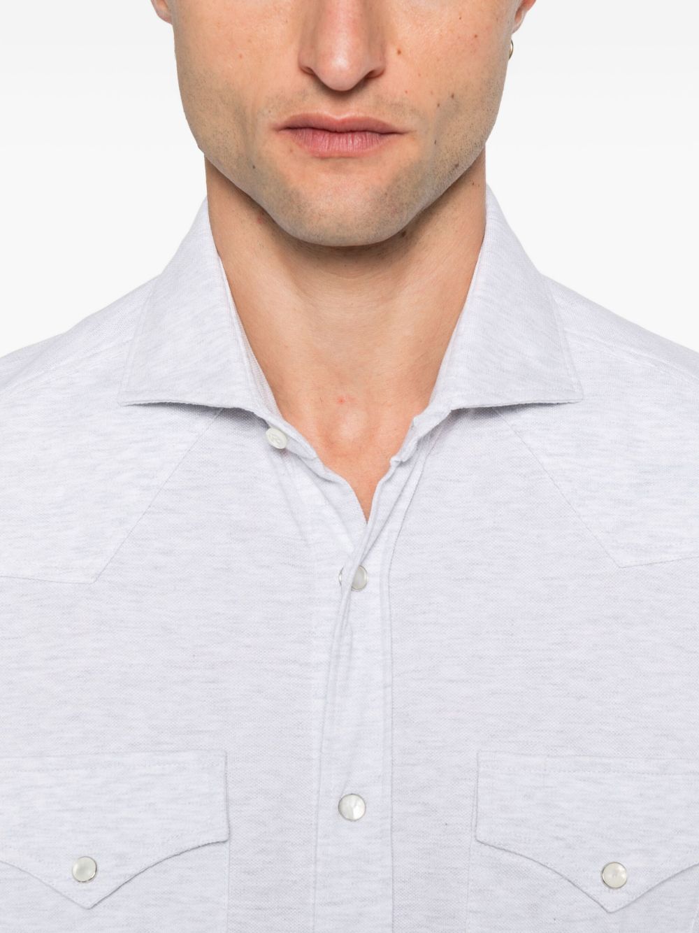 Brunello Cucinelli light grey cotton shirt