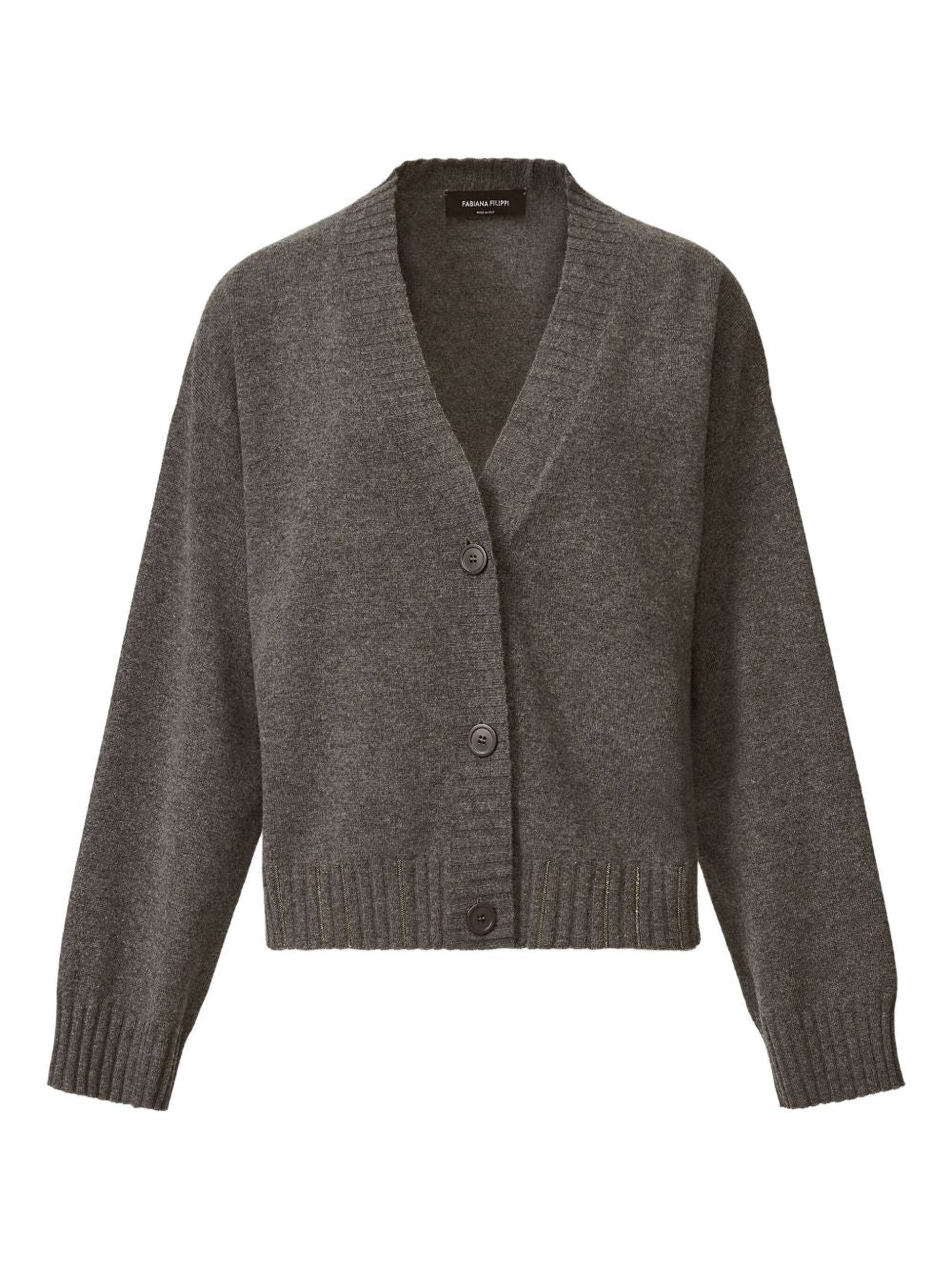 Fabiana Filippi Sweaters Grey — Luxe V‑Neck Knit