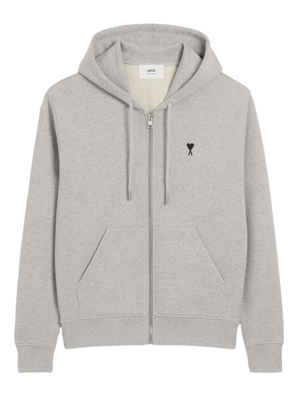 Ami Paris Sweaters Light Grey cotton hoodie