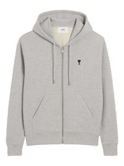 Ami Paris Sweaters Light Grey cotton hoodie