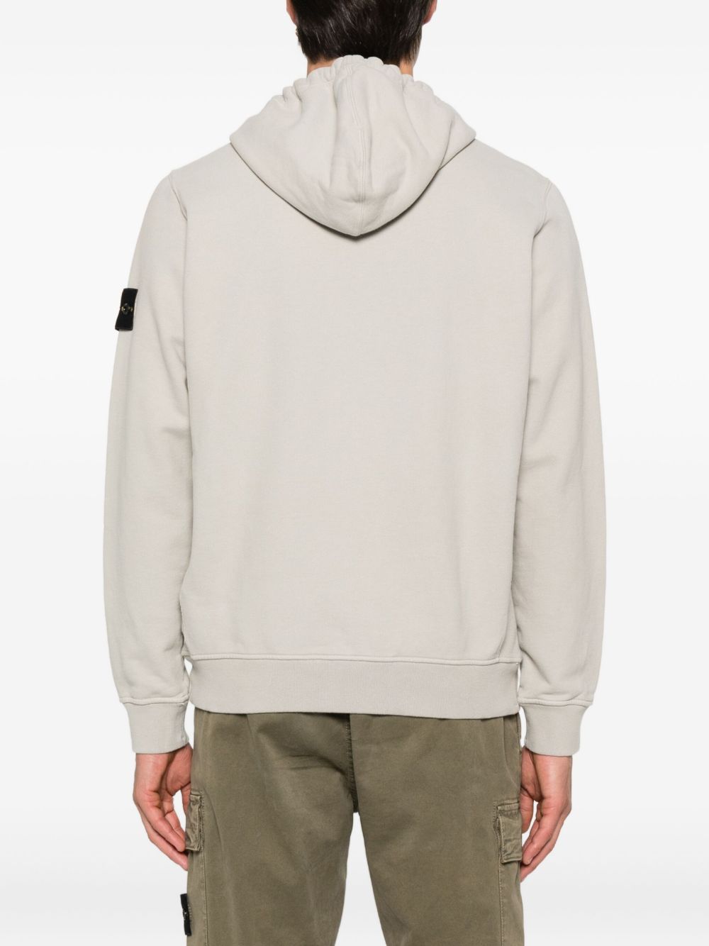 Stone Island Sweaters Light Grey cotton zip hoodie