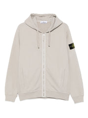 Stone Island Sweaters Light Grey cotton zip hoodie