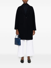 Blue Wool Single‑Button Coat — Harris Wharf London