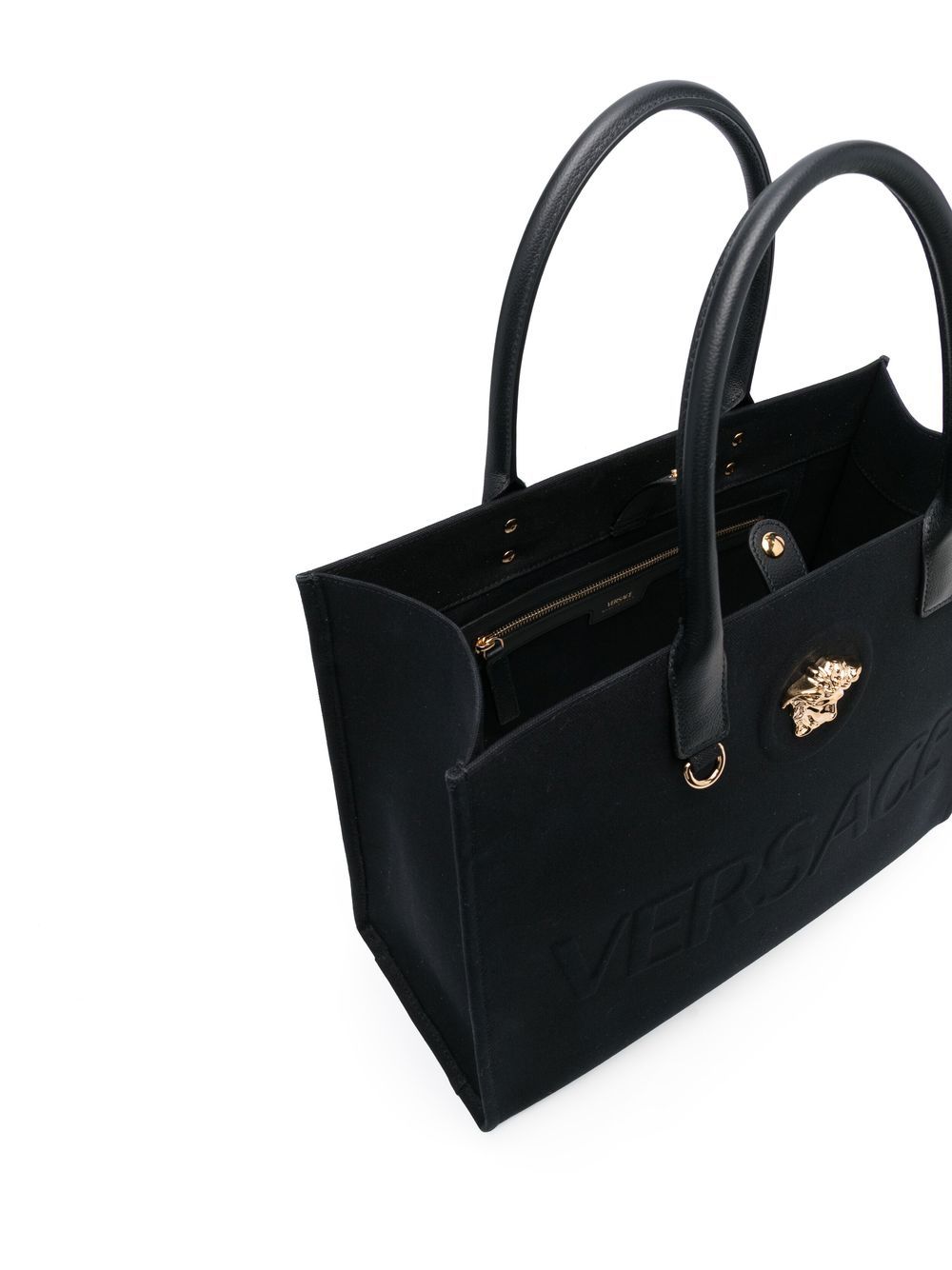 Versace Bags.. Black La Medusa large tote