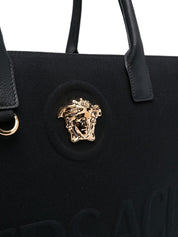 Versace Bags.. Black La Medusa large tote