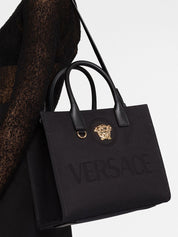 Versace Bags.. Black La Medusa small tote