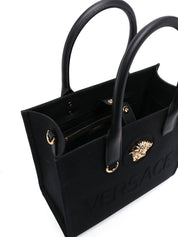 Versace Bags.. Black La Medusa small tote