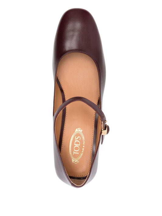 Tod's Brown High Heel Mary Jane — 4 cm Block Heel