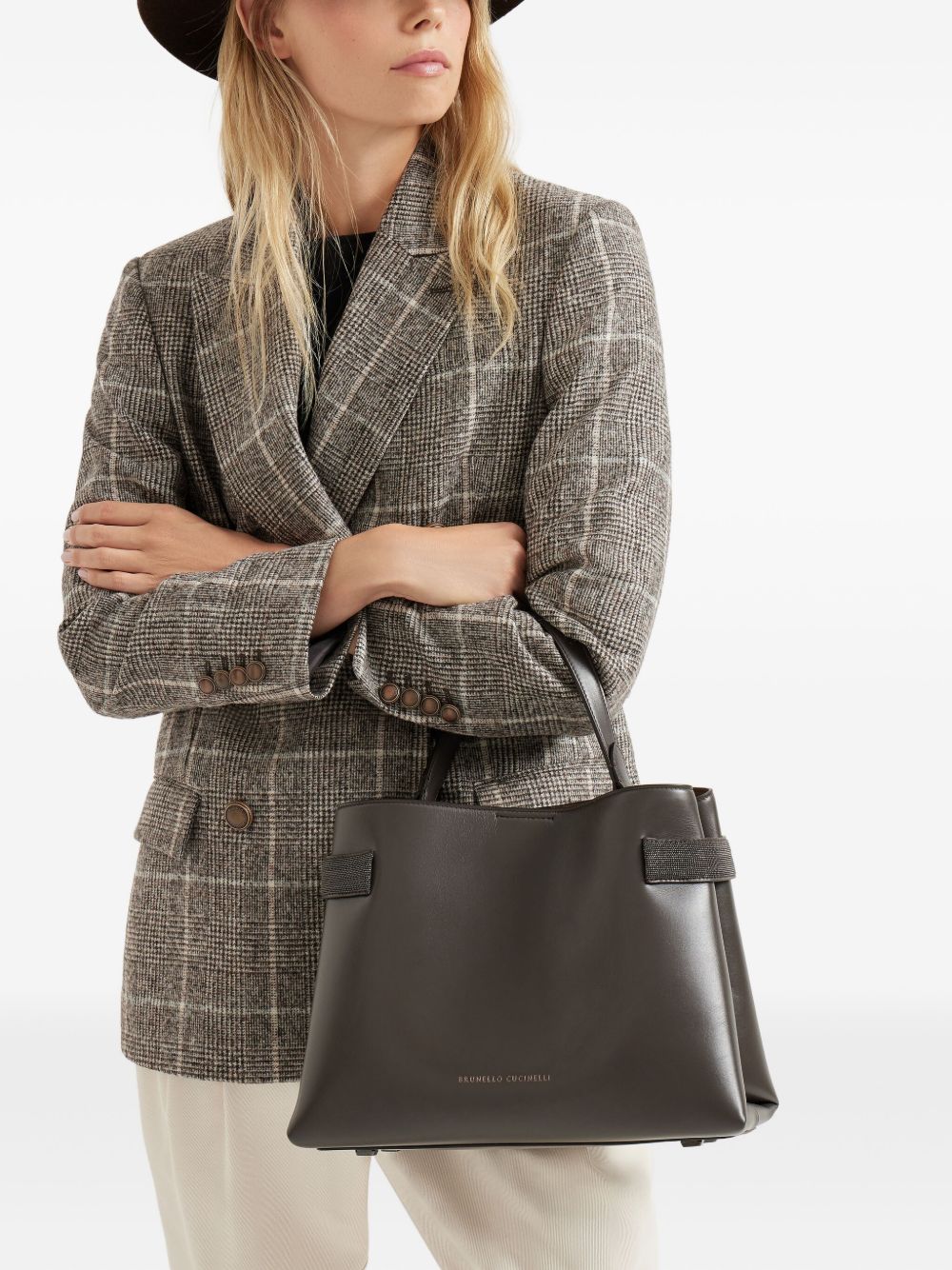 Bolsos Brunello Cucinelli.. Bolso de mano de piel marrón