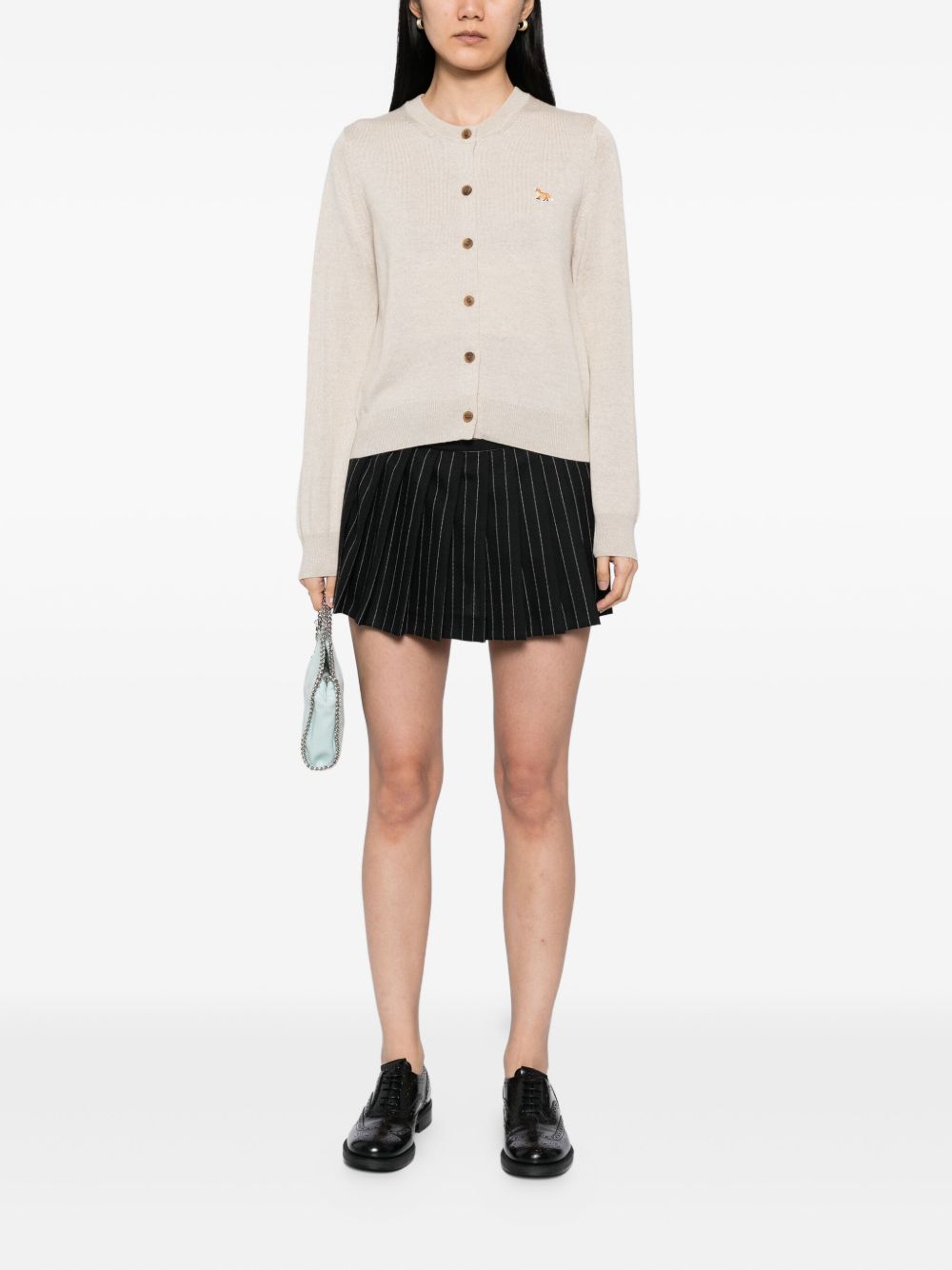Maison Kitsuné Beige Wool Sweater — Button‑Front Cardigan