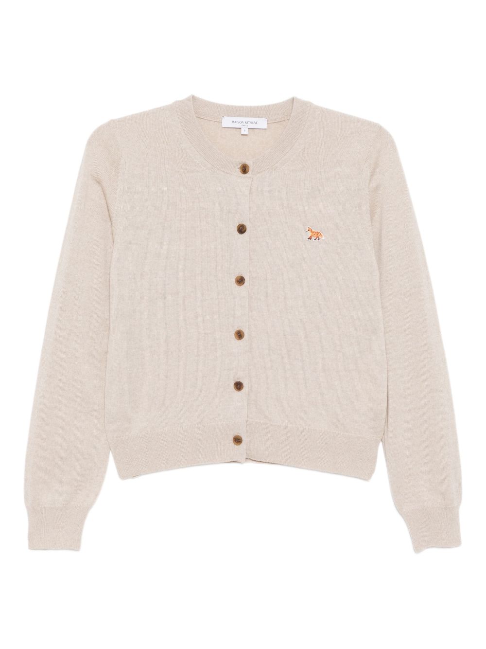 Maison Kitsuné Beige Wool Sweater — Button‑Front Cardigan