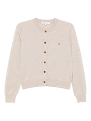 Maison Kitsuné Beige Wool Sweater — Button‑Front Cardigan