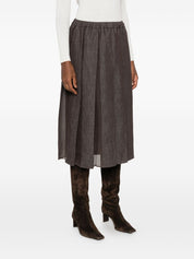 Jupes Brunello Cucinelli Midi en soie et nylon mélangés marron