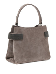 Brunello Cucinelli Essence Petit sac à main en daim avec bandes précieuses