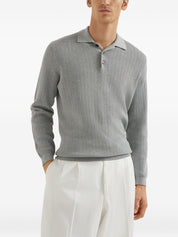 Brunello Cucinelli Light Grey Cotton Polo