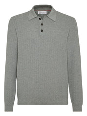 Brunello Cucinelli Light Grey Cotton Polo