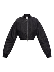 SPORTMAX PRE Coats Black cropped nylon bomber