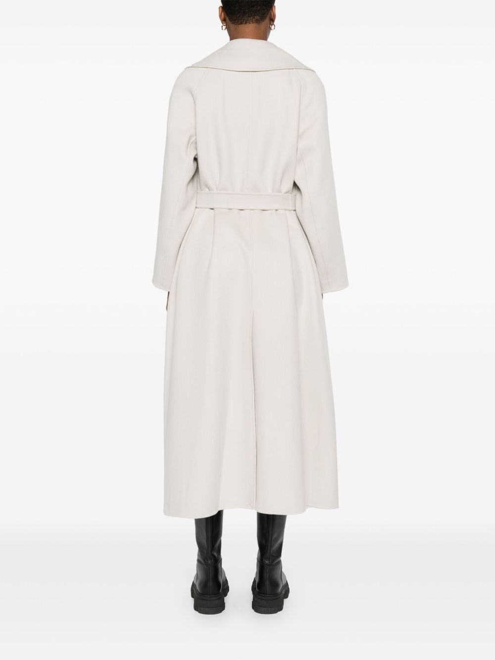 S Max Mara Coats Ivory — Long Wool Belted Coat