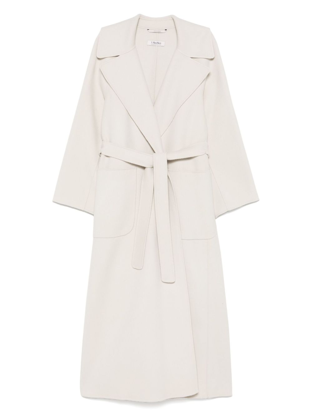 S Max Mara Coats Ivory — Long Wool Belted Coat