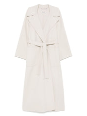 S Max Mara Coats Ivory — Long Wool Belted Coat