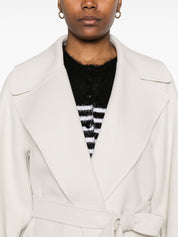 S Max Mara Coats Ivory — Long Wool Belted Coat