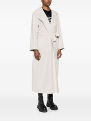 S Max Mara Coats Ivory — Long Wool Belted Coat